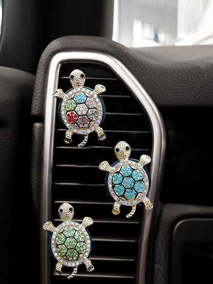 1/3pcs Rhinestone Turtle Design Car Air Vent Clip, Car Fragrance Diffuser, Shiny Decor, Air Freshener, Gift For Men & Women