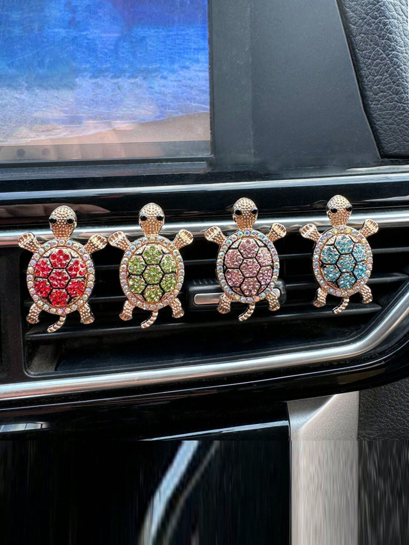 1/3pcs Rhinestone Turtle Design Car Air Vent Clip, Car Fragrance Diffuser, Shiny Decor, Air Freshener, Gift For Men & Women