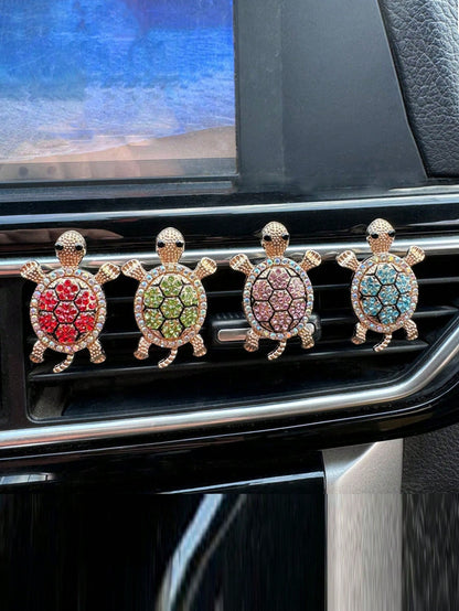 1/3pcs Rhinestone Turtle Design Car Air Vent Clip, Car Fragrance Diffuser, Shiny Decor, Air Freshener, Gift For Men & Women