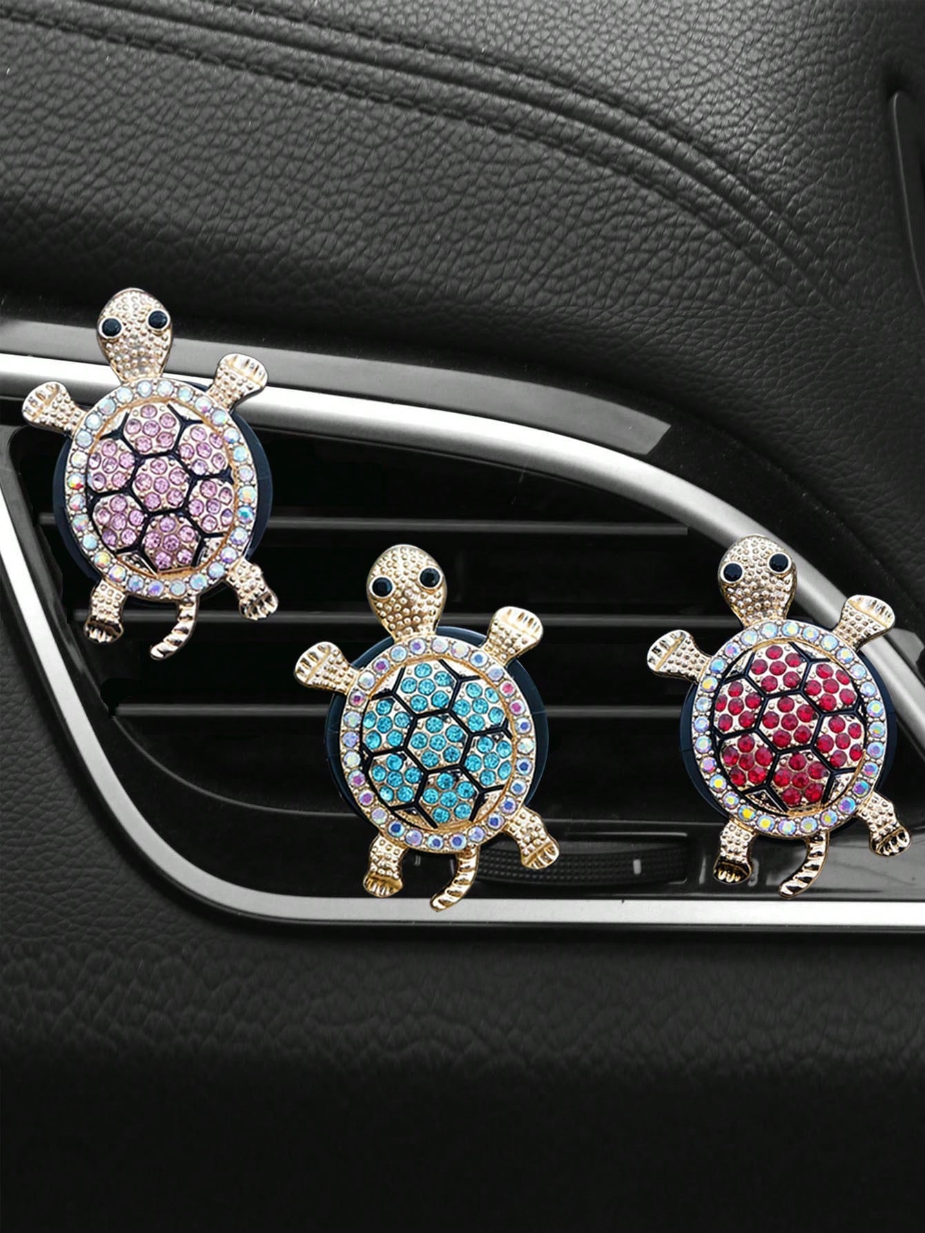 1/3pcs Rhinestone Turtle Design Car Air Vent Clip, Car Fragrance Diffuser, Shiny Decor, Air Freshener, Gift For Men & Women