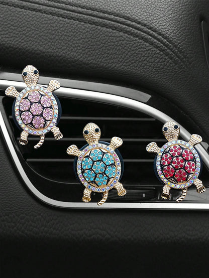 1/3pcs Rhinestone Turtle Design Car Air Vent Clip, Car Fragrance Diffuser, Shiny Decor, Air Freshener, Gift For Men & Women