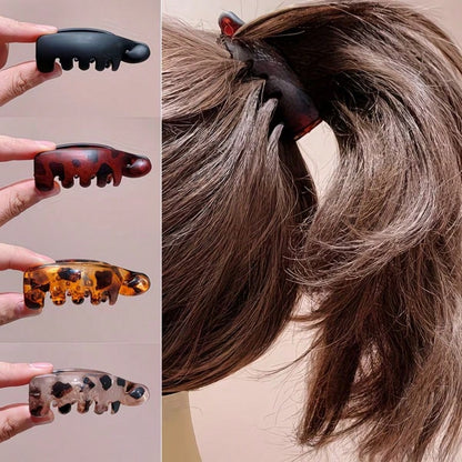 1/4/8pcs Women's Banana Hair Clips, Vintage Oval Amber Tortoiseshell & Matte Black Hair Accessories, Securely Hold High Ponytail, Half-Up, Bun & Curly Hair, Suitable For Commute, Daily, Date, Party Fa