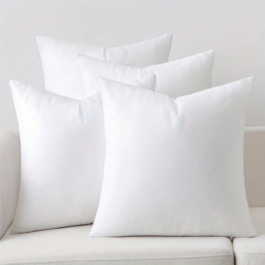 1/4 Piece Soft And Fluffy White Square Filling, Pillow Insert For Cushions, Low-Allergenic 100% Fiber Pillow Form, Machine Washable, Suitable For Living Room, Bedroom, Sofa, Office, Room Decoration, O