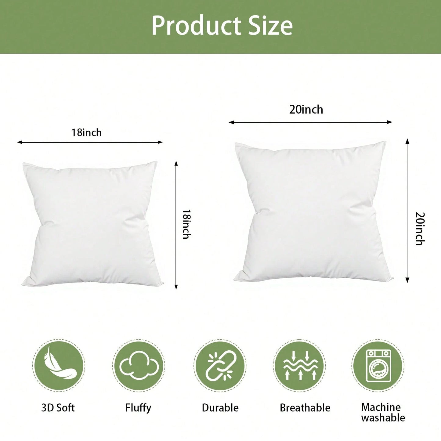 1/4 Piece Soft And Fluffy White Square Filling, Pillow Insert For Cushions, Low-Allergenic 100% Fiber Pillow Form, Machine Washable, Suitable For Living Room, Bedroom, Sofa, Office, Room Decoration, O