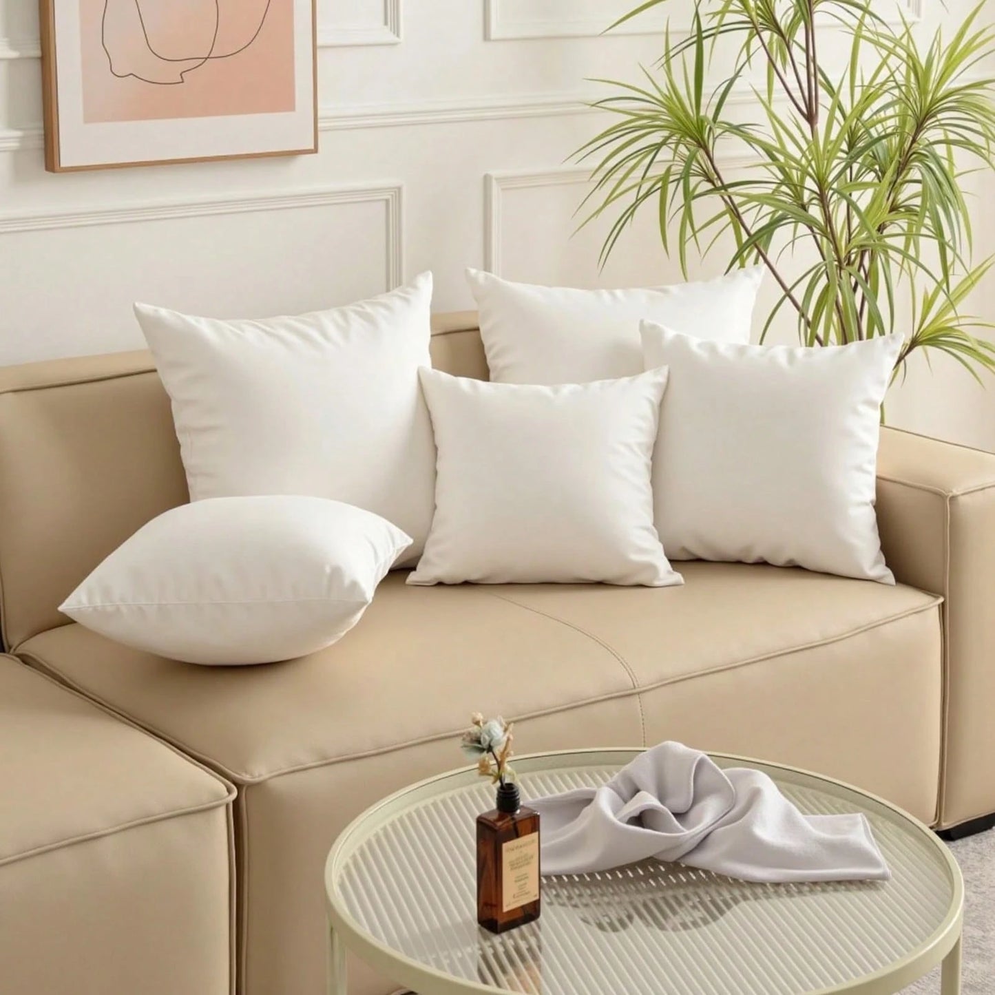 1/4 Piece Soft And Fluffy White Square Filling, Pillow Insert For Cushions, Low-Allergenic 100% Fiber Pillow Form, Machine Washable, Suitable For Living Room, Bedroom, Sofa, Office, Room Decoration, O