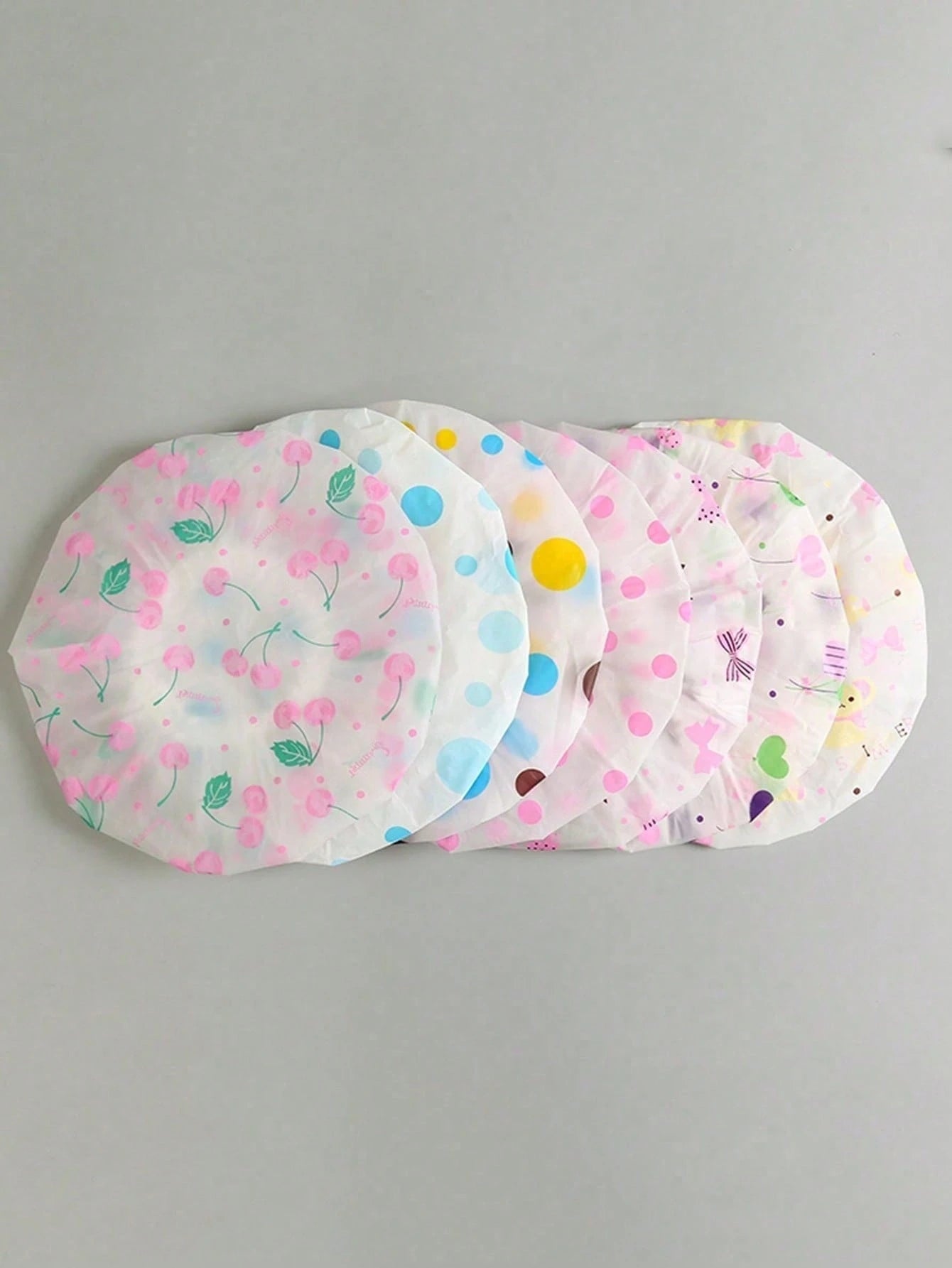 1/5/10pcs Adorable Shower Caps, Waterproof Bath Caps Plastic Reusable Shower Caps Elastic Band Bath Hair Hat For Girl & Baby