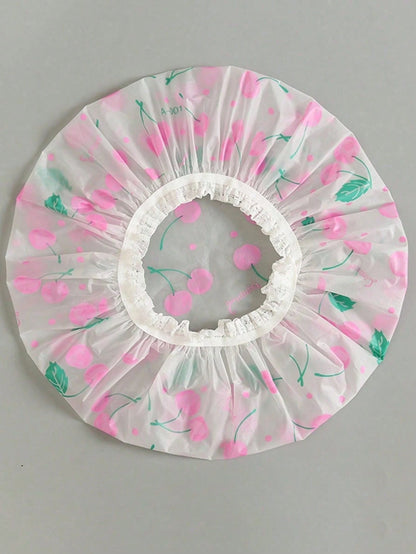 1/5/10pcs Adorable Shower Caps, Waterproof Bath Caps Plastic Reusable Shower Caps Elastic Band Bath Hair Hat For Girl & Baby
