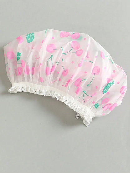 1/5/10pcs Adorable Shower Caps, Waterproof Bath Caps Plastic Reusable Shower Caps Elastic Band Bath Hair Hat For Girl & Baby