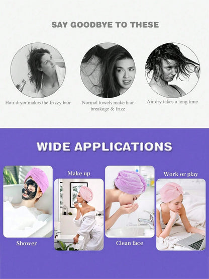 1-5pcs Women's Dry Hair Cap, Dry Hair Towel, Soft And Comfortable, Quick-Drying, Suitable For All Seasons