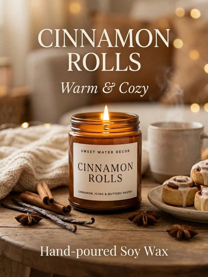 1 Box 300g Cinnamon Scented Candle Gift Set, Soy Wax Candle| Brown Glass Jar, Bedroom Decor & Aromatherapy, Women's Birthday Gift, Home Decor