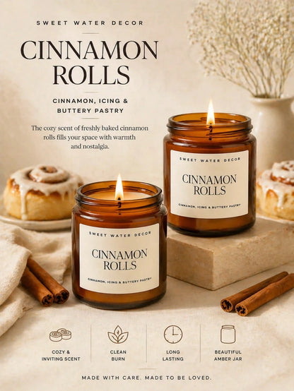 1 Box 300g Cinnamon Scented Candle Gift Set, Soy Wax Candle| Brown Glass Jar, Bedroom Decor & Aromatherapy, Women's Birthday Gift, Home Decor