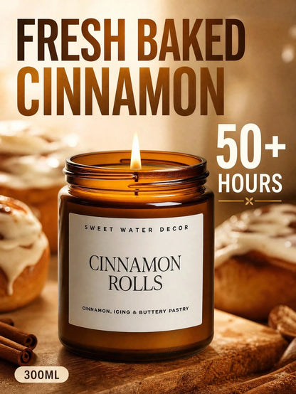 1 Box 300g Cinnamon Scented Candle Gift Set, Soy Wax Candle| Brown Glass Jar, Bedroom Decor & Aromatherapy, Women's Birthday Gift, Home Decor
