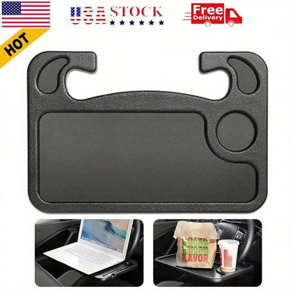 1 Car Tray Table- Double-Sided Adjustable, Car Steering Wheel Table, Multi-Purpose Travel Car Accessory, Multi-Function Drink/Food Holder- In-Car Dining, Work And Video Recording, Steering Wheel Des