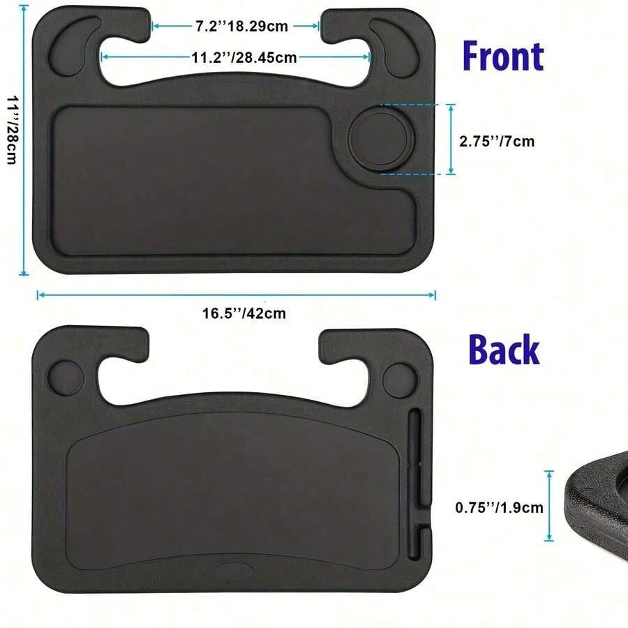 1 Car Tray Table- Double-Sided Adjustable, Car Steering Wheel Table, Multi-Purpose Travel Car Accessory, Multi-Function Drink/Food Holder- In-Car Dining, Work And Video Recording, Steering Wheel Des