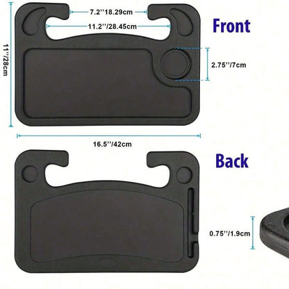 1 Car Tray Table- Double-Sided Adjustable, Car Steering Wheel Table, Multi-Purpose Travel Car Accessory, Multi-Function Drink/Food Holder- In-Car Dining, Work And Video Recording, Steering Wheel Des