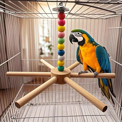 1 Interactive Rotating Bird Hammock And Perch- Heavy-Duty Hanging Perch With Sturdy Base, Easy To Assemble, Rotating Movement, Suitable For Parrots, Caracals, Lovebirds, Budgerigars- Birdcage Bird B