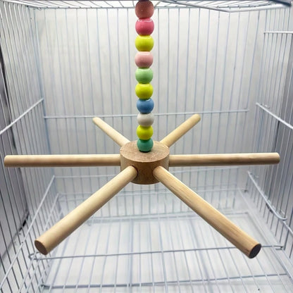 1 Interactive Rotating Bird Hammock And Perch- Heavy-Duty Hanging Perch With Sturdy Base, Easy To Assemble, Rotating Movement, Suitable For Parrots, Caracals, Lovebirds, Budgerigars- Birdcage Bird B