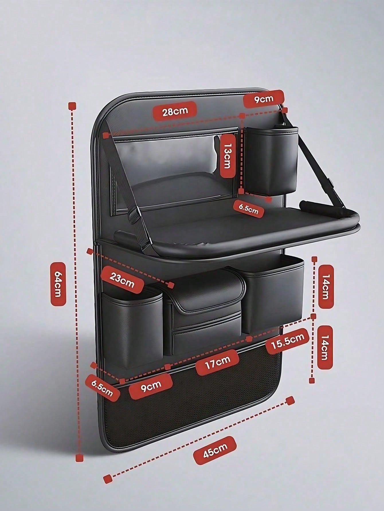 1 Pack Leather Car Backseat Organizer With Foldable Table Tray, Car Storage Organizer With Tablet Holder, Car Seat Back Protectors Kick Mats Travel Accessories