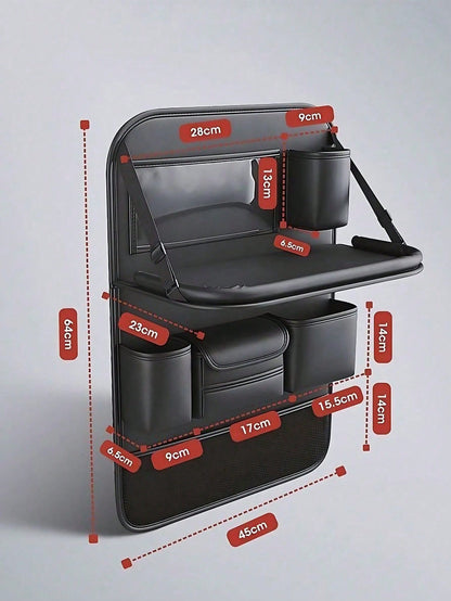 1 Pack Leather Car Backseat Organizer With Foldable Table Tray, Car Storage Organizer With Tablet Holder, Car Seat Back Protectors Kick Mats Travel Accessories