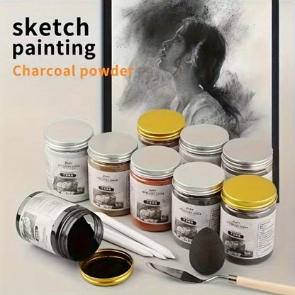 1 Pack Willow Charcoal Powder, Quick-Drying, Suitable For Art Students And Art Exam Sketching, Lightweight Multi-Functional Art Supplies, Specially Designed For Art Students And Art Exam Sketching.