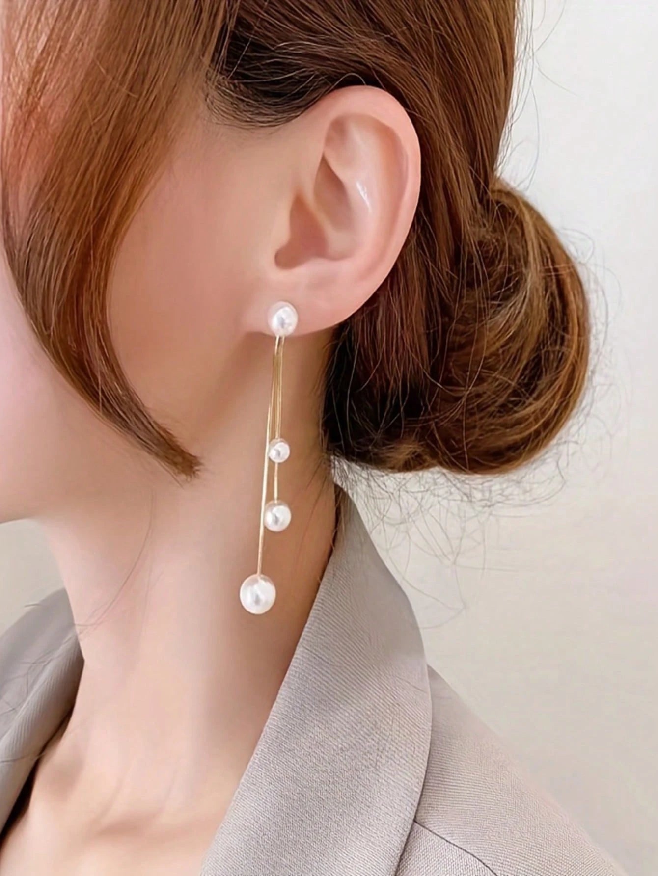 1 Pair Elegant Minimalist Stainless Steel Water Drop Earrings With Faux Pearl Tassel, Low Allergy Long Dangle Tassel Earrings For Women, Suitable For Daily, Party Occasions