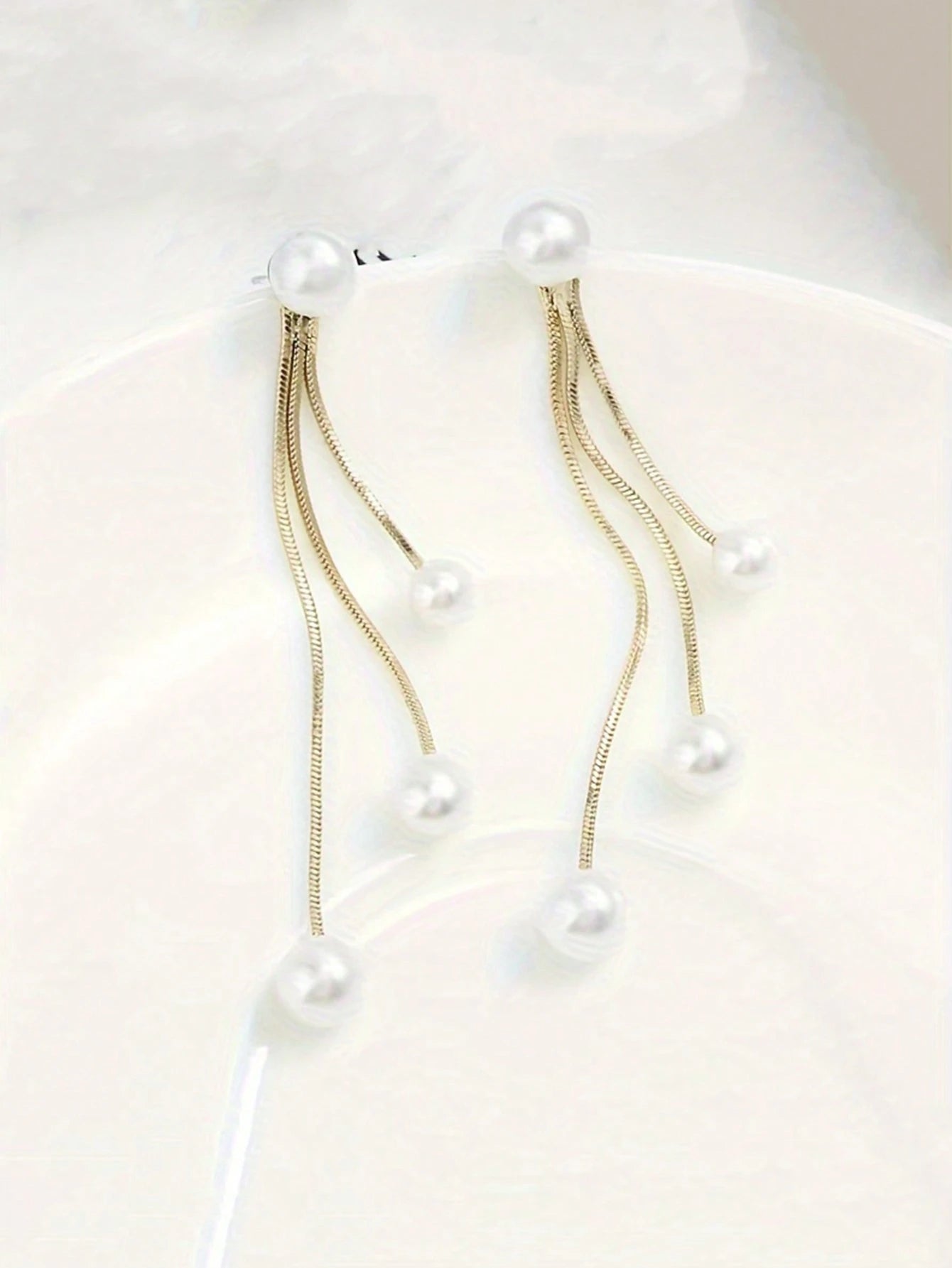 1 Pair Elegant Minimalist Stainless Steel Water Drop Earrings With Faux Pearl Tassel, Low Allergy Long Dangle Tassel Earrings For Women, Suitable For Daily, Party Occasions