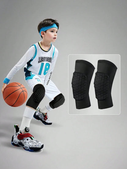 1 Pair Kids' Thick Honeycomb Anti-Collision Knee Pads, Comfortable For Dancing, Football, Basketball, Running And Other Outdoor Sports, Back To School