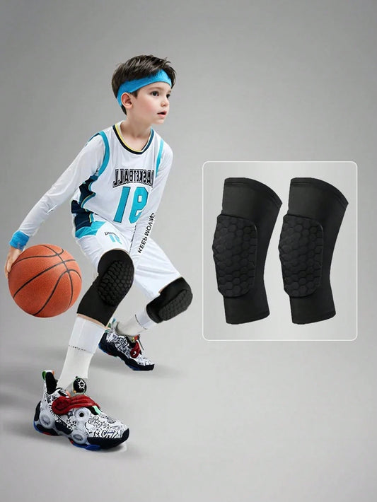 1 Pair Kids' Thick Honeycomb Anti-Collision Knee Pads, Comfortable For Dancing, Football, Basketball, Running And Other Outdoor Sports, Back To School