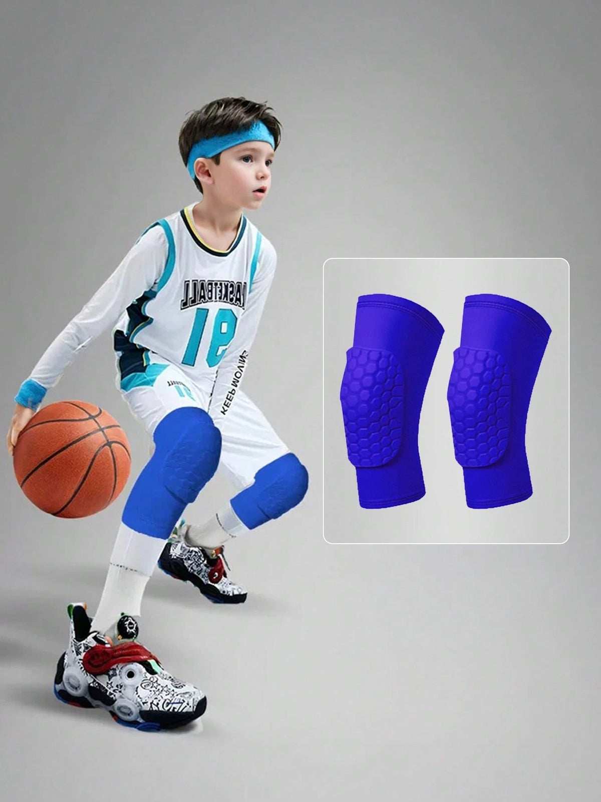 1 Pair Kids' Thick Honeycomb Anti-Collision Knee Pads, Comfortable For Dancing, Football, Basketball, Running And Other Outdoor Sports, Back To School