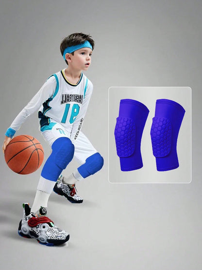1 Pair Kids' Thick Honeycomb Anti-Collision Knee Pads, Comfortable For Dancing, Football, Basketball, Running And Other Outdoor Sports, Back To School