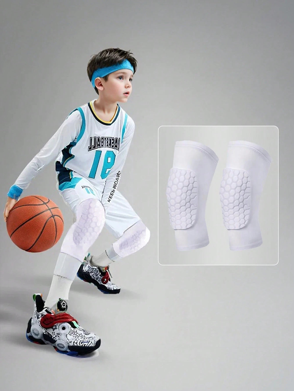 1 Pair Kids' Thick Honeycomb Anti-Collision Knee Pads, Comfortable For Dancing, Football, Basketball, Running And Other Outdoor Sports, Back To School