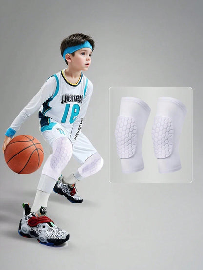 1 Pair Kids' Thick Honeycomb Anti-Collision Knee Pads, Comfortable For Dancing, Football, Basketball, Running And Other Outdoor Sports, Back To School