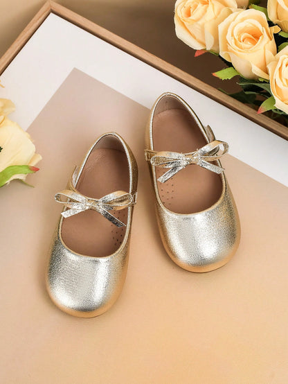 1 Pair New Style Children Flat Shoes, Fashionable Girls' Infant Bow Shoes
