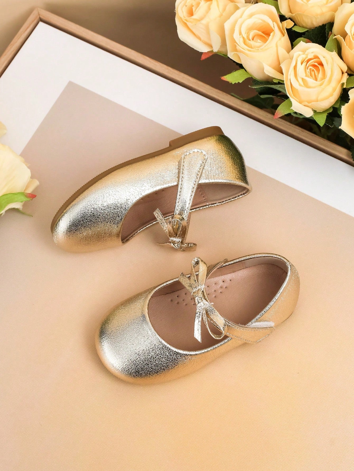 1 Pair New Style Children Flat Shoes, Fashionable Girls' Infant Bow Shoes