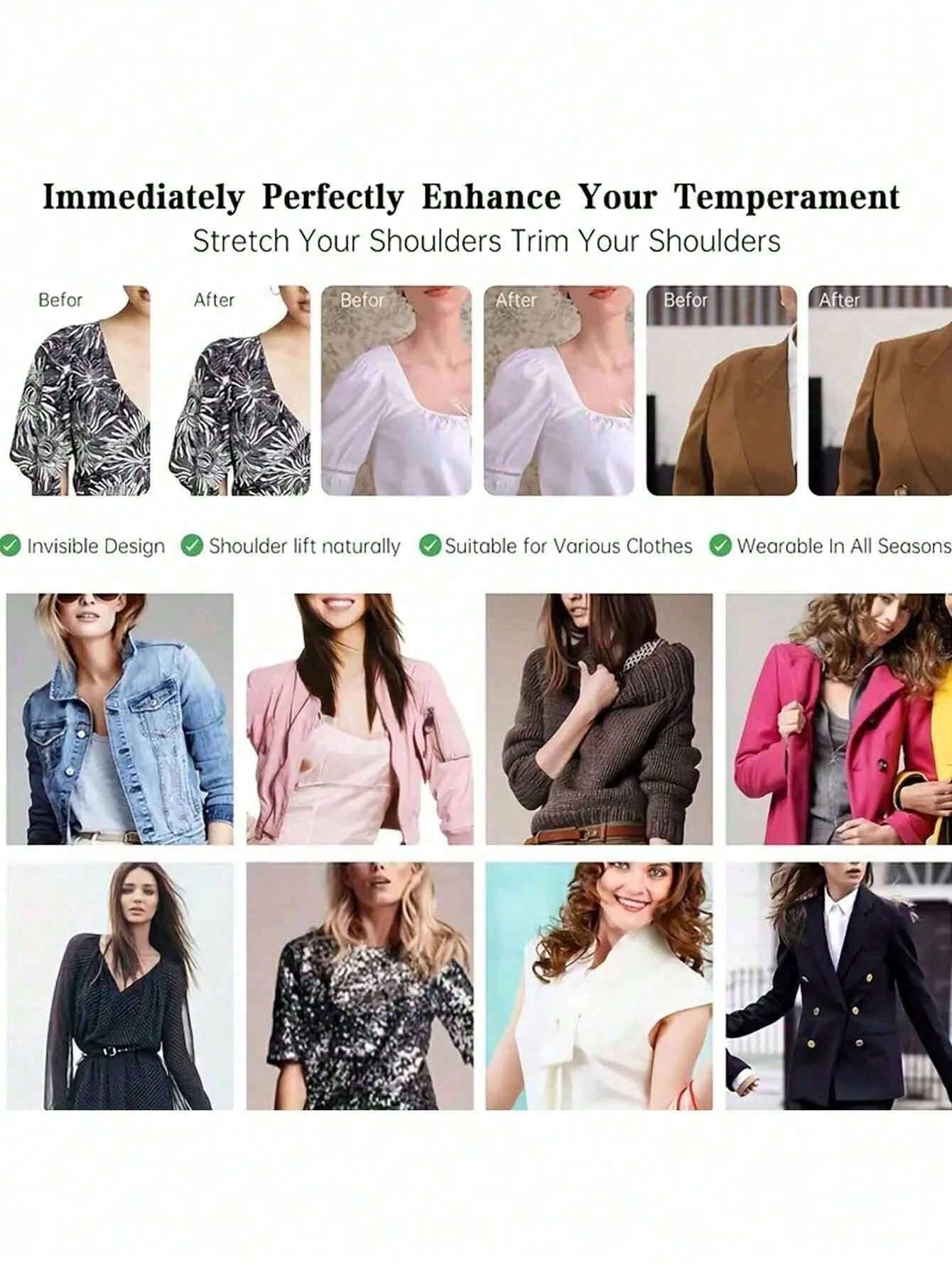 1 Pair Shoulder Pads, 0.59 Inch Thick, Breathable Sponge Pads, Unisex, For High/Low Shoulder Blazers And T-Shirts, Back To School Gift.