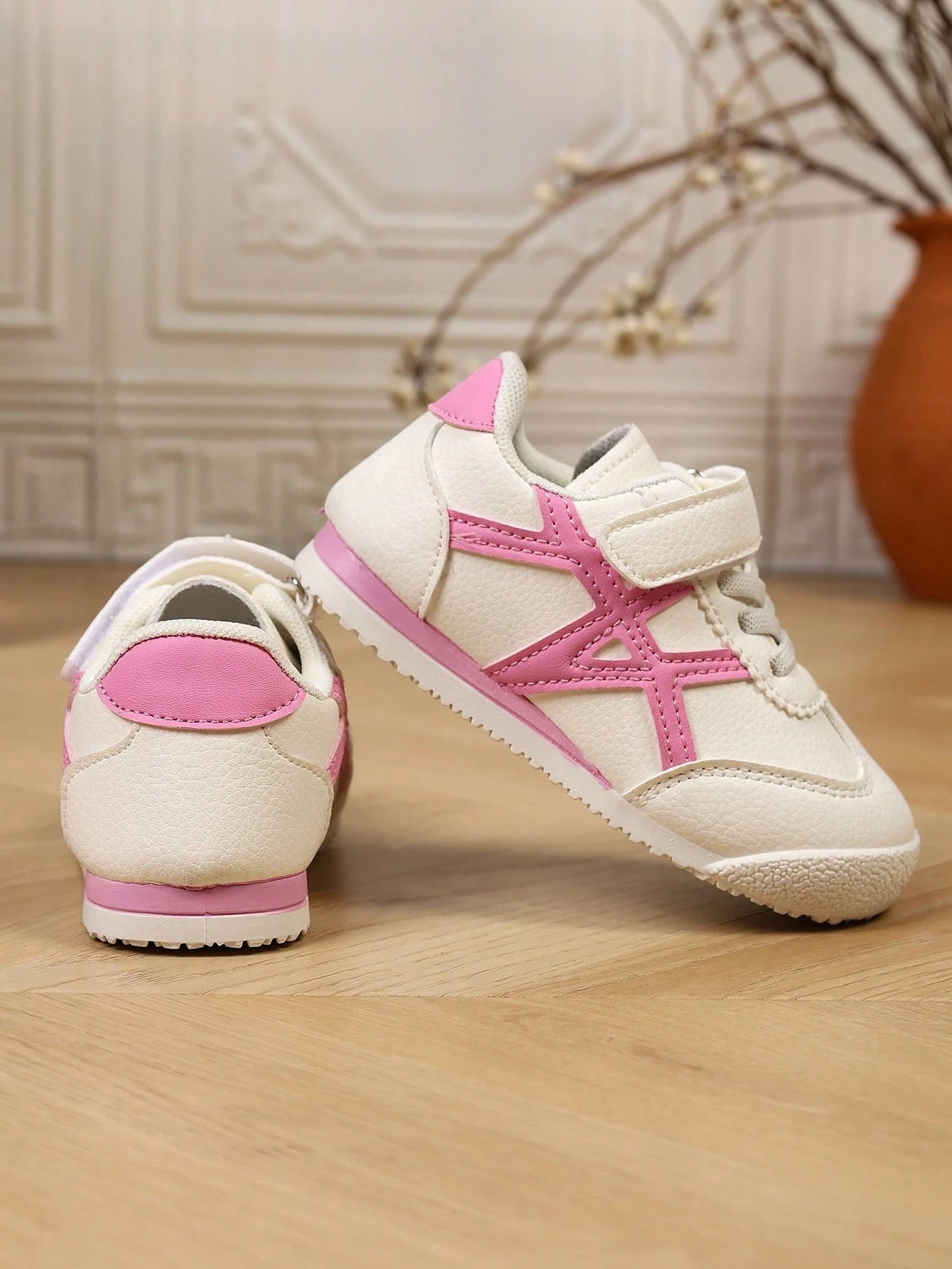 1 Pair Spring Toddler Girls Casual Sports Shoes, Non-Slip Versatile Pink Patchwork White Sneakers, Suitable For Daily Wear, Campus, Party, Home, Outdoor, Spring/Summer/Autumn, New 2026