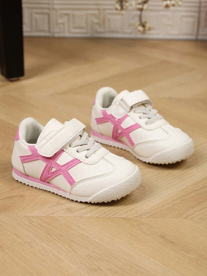 1 Pair Spring Toddler Girls Casual Sports Shoes, Non-Slip Versatile Pink Patchwork White Sneakers, Suitable For Daily Wear, Campus, Party, Home, Outdoor, Spring/Summer/Autumn, New 2026