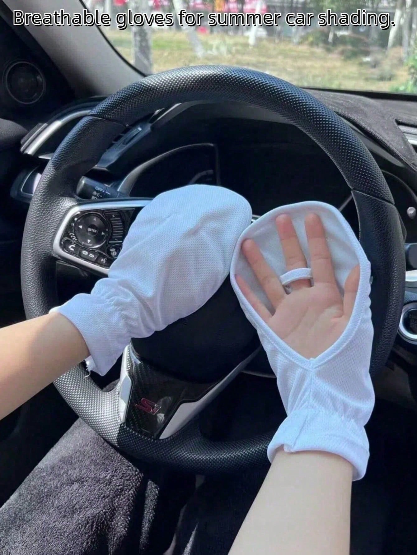 1 Pair Summer Cycling Gloves, Lightweight Fingerless Driving Gloves, UV Protection, Breathable, Anti-Slip, Suitable For Outdoor Activities, Travel, Women Car Accessories