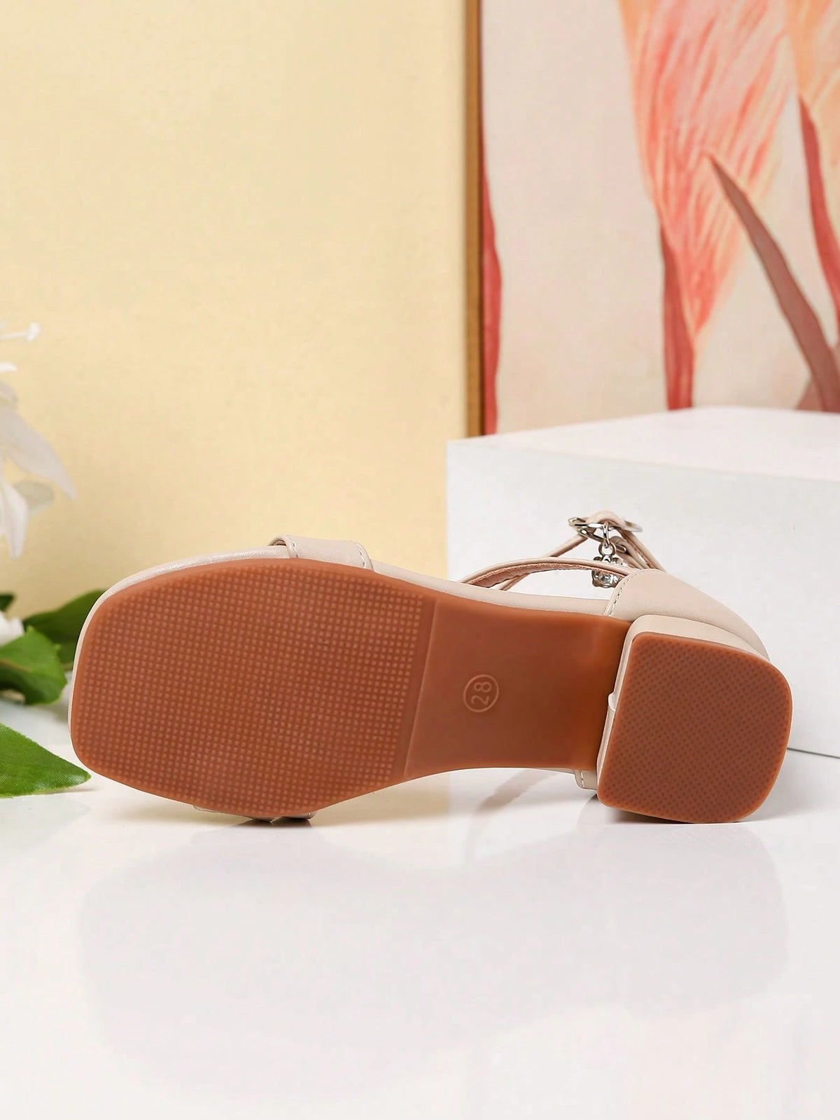 1 Pair Summer New Girls' Fashion Roman High Heel Sandals, Diagonal Strap Decor Personalized Elegant Dignified Elegant, Girls' High Heel Dance Shoes, Student Performance Daily Activity Sandals