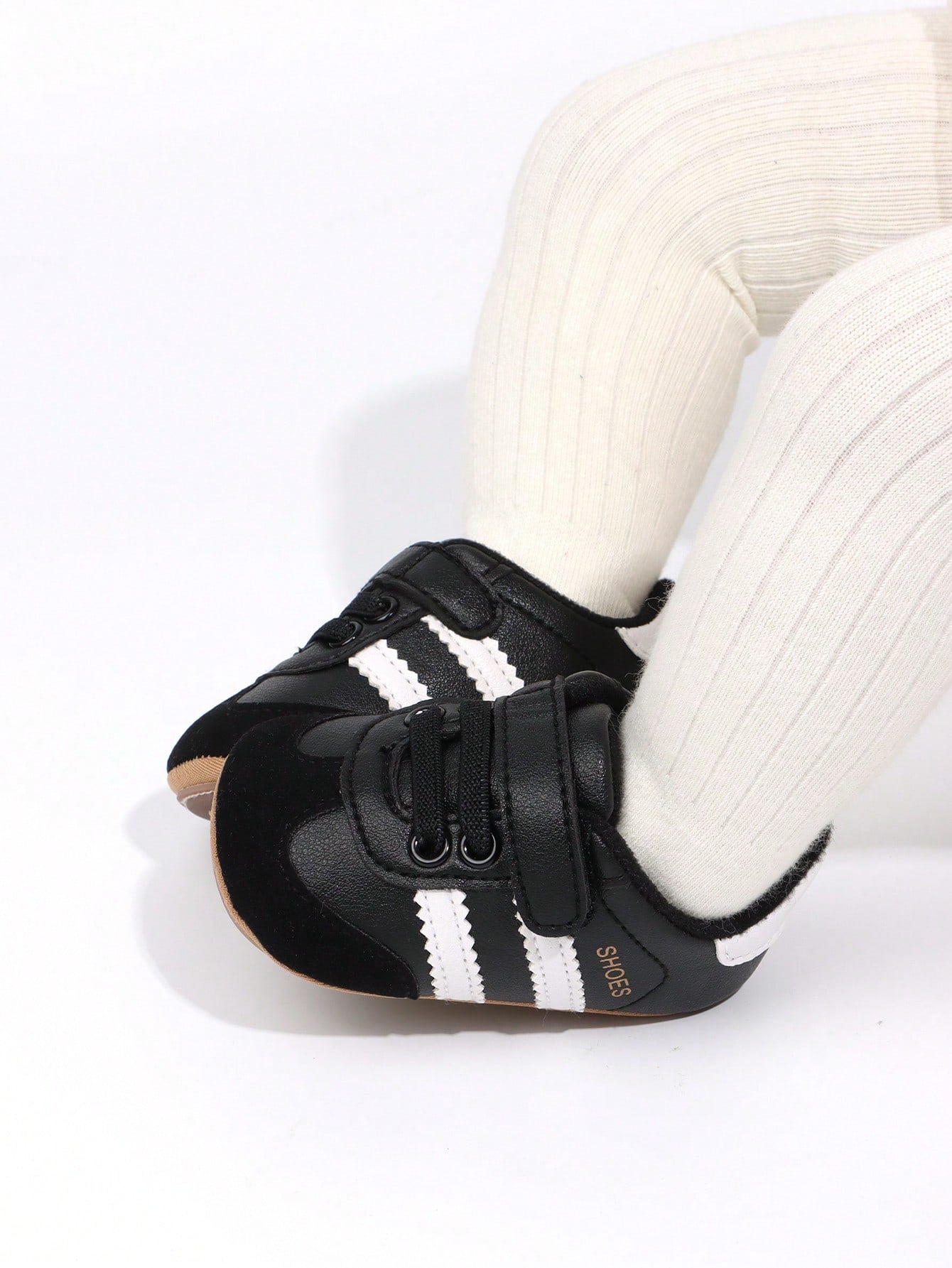 1 Pair Toddler Boys' Stripe PU Hook And Loop Design Soft Sole Anti-Slip Comfortable 0-15 Months Infant Prewalker Shoes, Fashion Classic Casual Sneakers, Suitable For Spring/Autumn