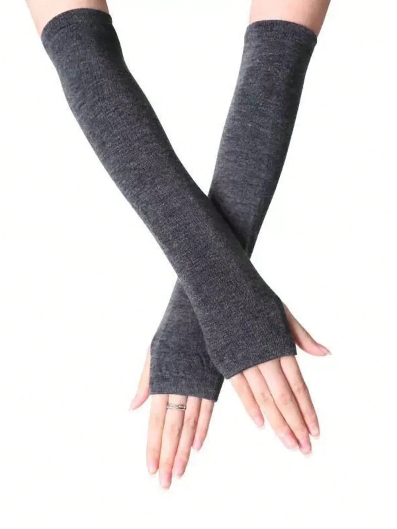 1 Pair Y2K Punk Striped Knitted Gloves, Elastic UV Protection Fingerless Mittens, Harajuku Streetwear Accessories For Women, Suitable For Outdoor, Driving, Travel