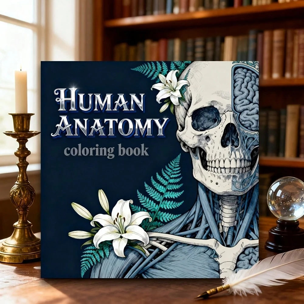 1 Pc 7.87 X 7.87 Inch Adult Coloring Book- Human Anatomy Theme, Help You Relax, Great Gift For Adult Holidays And Birthdays