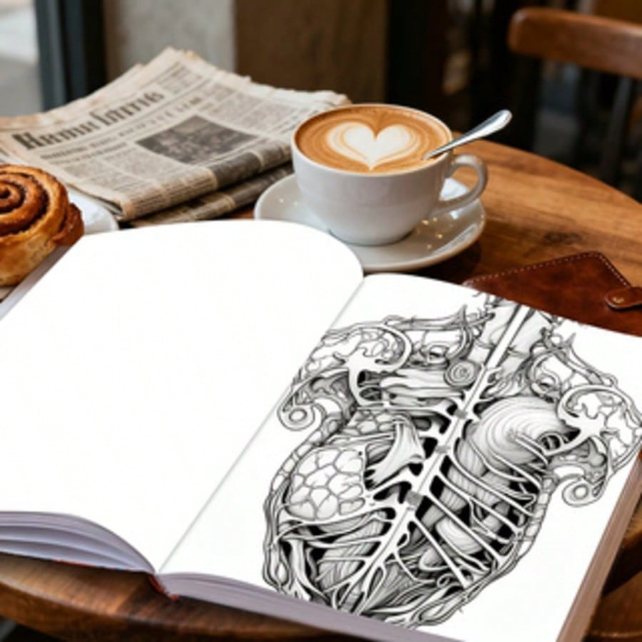 1 Pc 7.87 X 7.87 Inch Adult Coloring Book- Human Anatomy Theme, Help You Relax, Great Gift For Adult Holidays And Birthdays