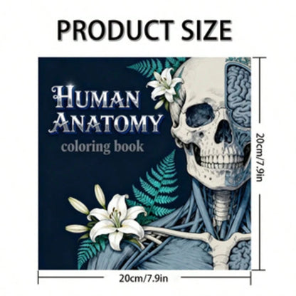 1 Pc 7.87 X 7.87 Inch Adult Coloring Book- Human Anatomy Theme, Help You Relax, Great Gift For Adult Holidays And Birthdays