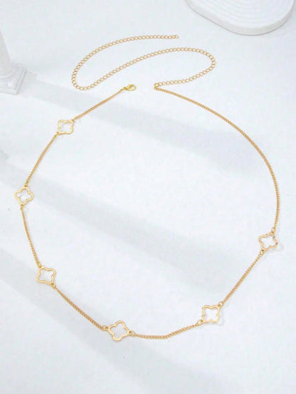 1 Pc Elegant Waist Chain For Women, Flower Floral Belly Chain Fashion Body Jewelry, Bridal Wedding Party Bikini Accessory For Vacation Wear
