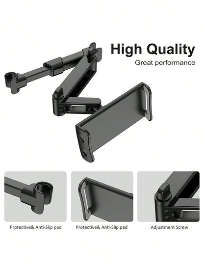 1 Pc For Kids Black 360° Rotating Adjustable Car Headrest Backseat Mount Holder Compatible With All 4"-11" Tablets, Cellphones, IPad Air Mini, Tabs Switch Road Trip Essentials