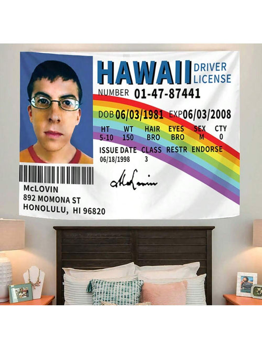 1 Pc Funny McLovin ID Flag Fake Driver License,Tapestry Banner Meme Tapestry With HD Printing,Cool Flags For College Dorm Room Decor And Bedroom Teen Gifts Birthday Graduation