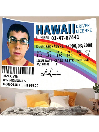 1 Pc Funny McLovin ID Flag Fake Driver License,Tapestry Banner Meme Tapestry With HD Printing,Cool Flags For College Dorm Room Decor And Bedroom Teen Gifts Birthday Graduation