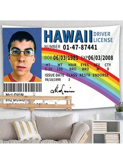 1 Pc Funny McLovin ID Flag Fake Driver License,Tapestry Banner Meme Tapestry With HD Printing,Cool Flags For College Dorm Room Decor And Bedroom Teen Gifts Birthday Graduation