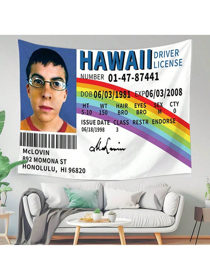 1 Pc Funny McLovin ID Flag Fake Driver License,Tapestry Banner Meme Tapestry With HD Printing,Cool Flags For College Dorm Room Decor And Bedroom Teen Gifts Birthday Graduation